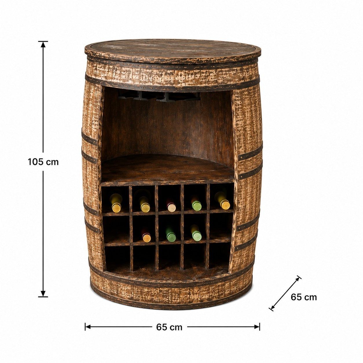Barrel-Style Wooden Wine Storage Cabinet