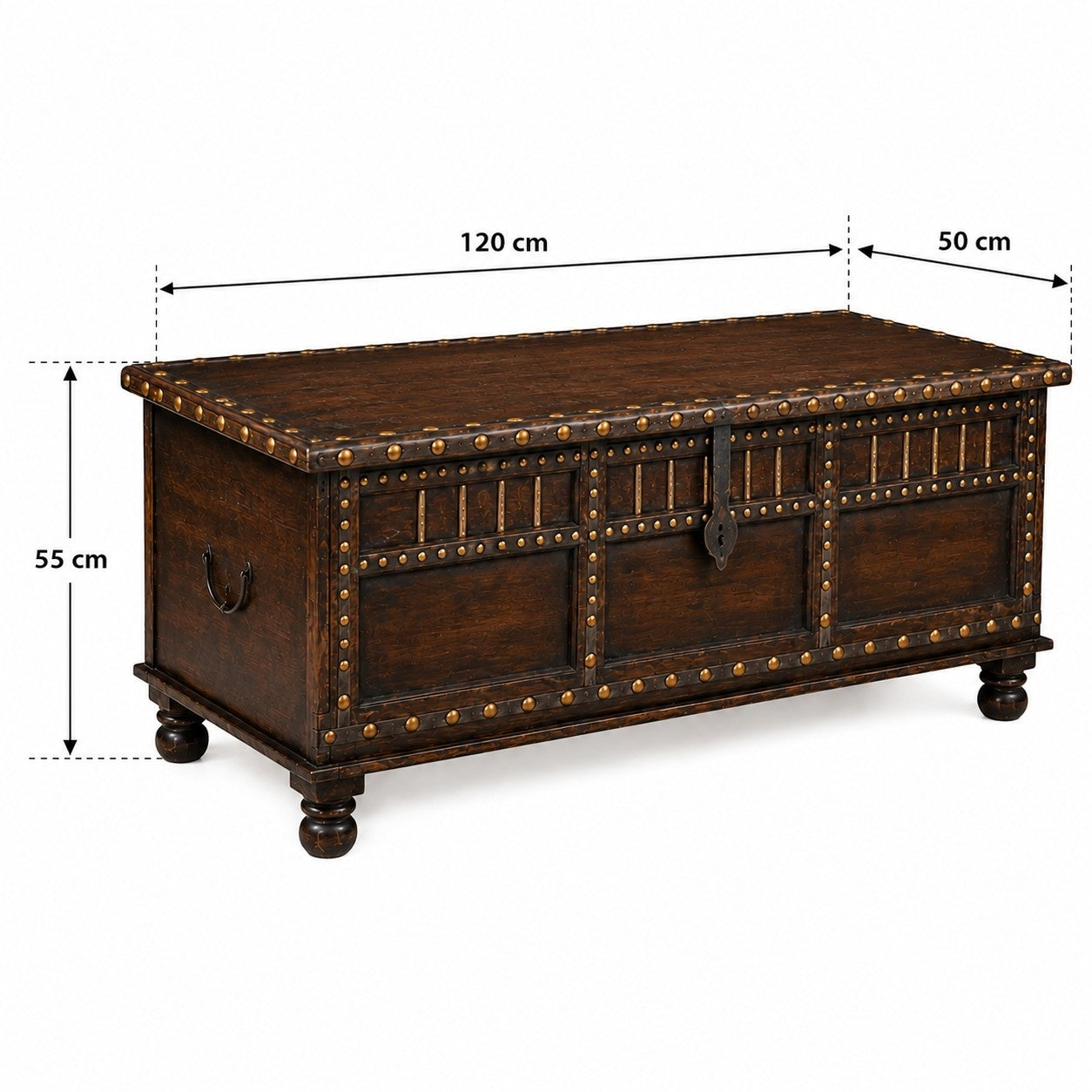 Heritage Wooden Storage Chest with Brass Stud Detailing