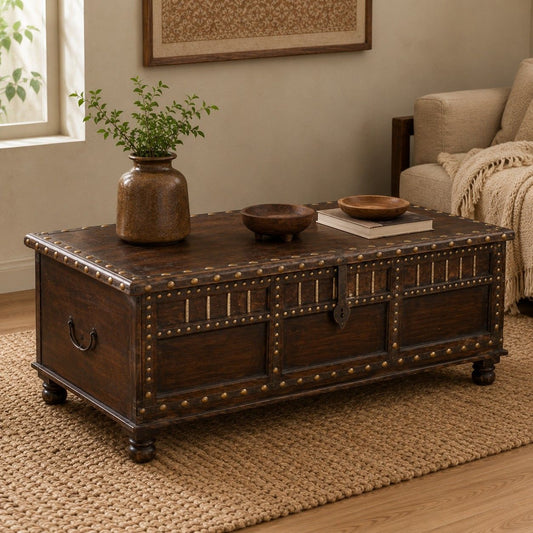 Heritage Wooden Storage Chest with Brass Stud Detailing