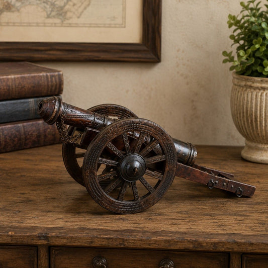 Rustic Iron & Wood Cannon Replica