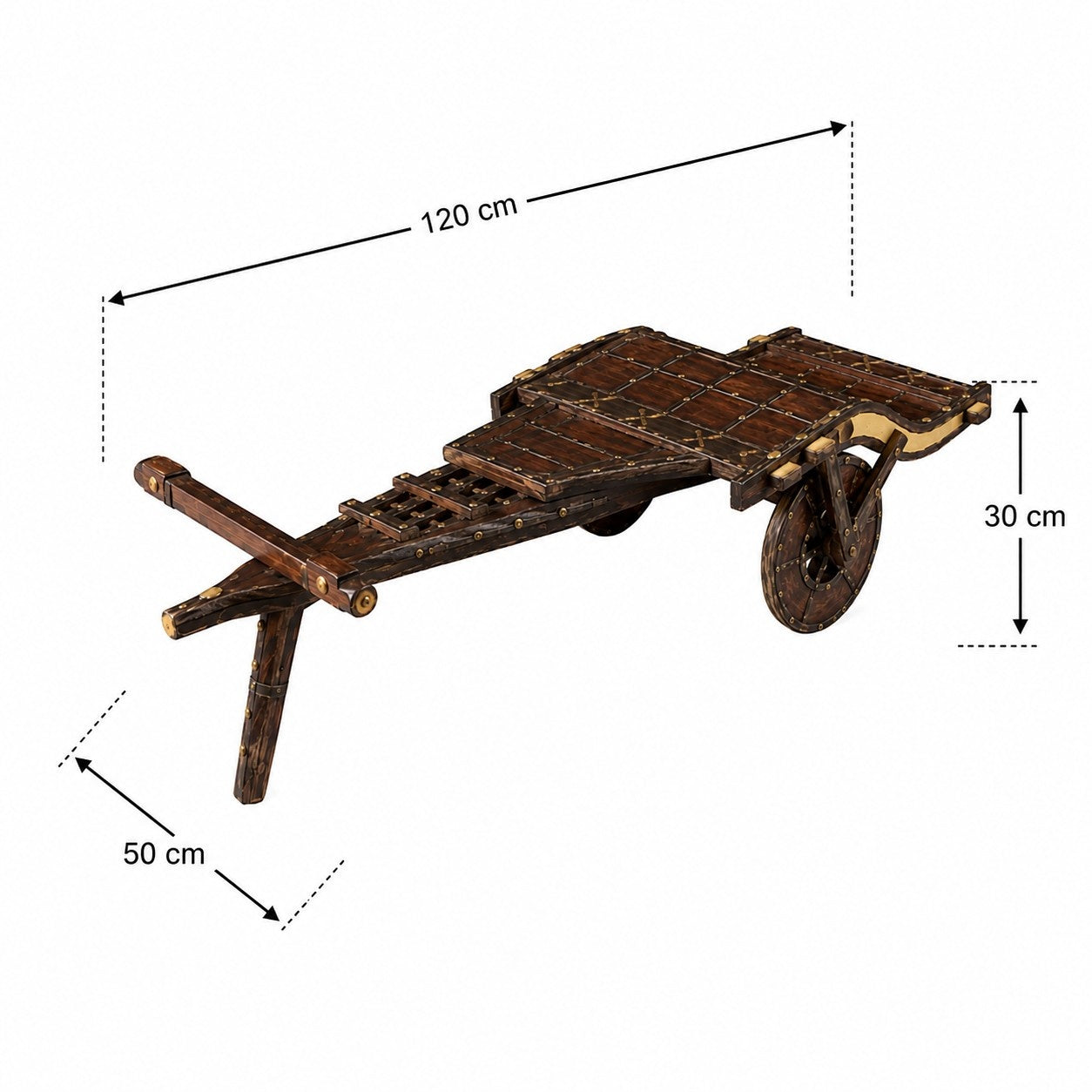 Heritage Wooden Handcart with Brass Detailing