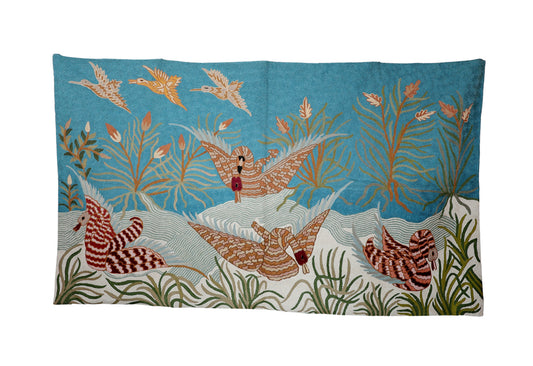 Whimsical Birds & Wildflower Landscape Rug