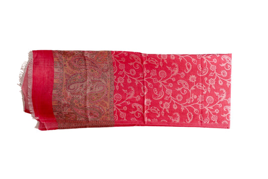 Crimson Floral Paisley Handwoven Rug
