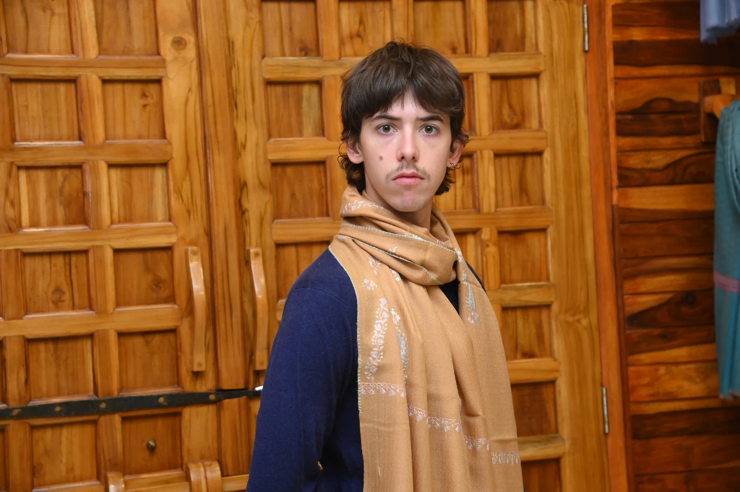Hand-Embroidered Cashmere Scarf