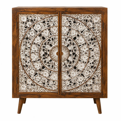 Hand-Carved Mandala Sideboard Cabinet