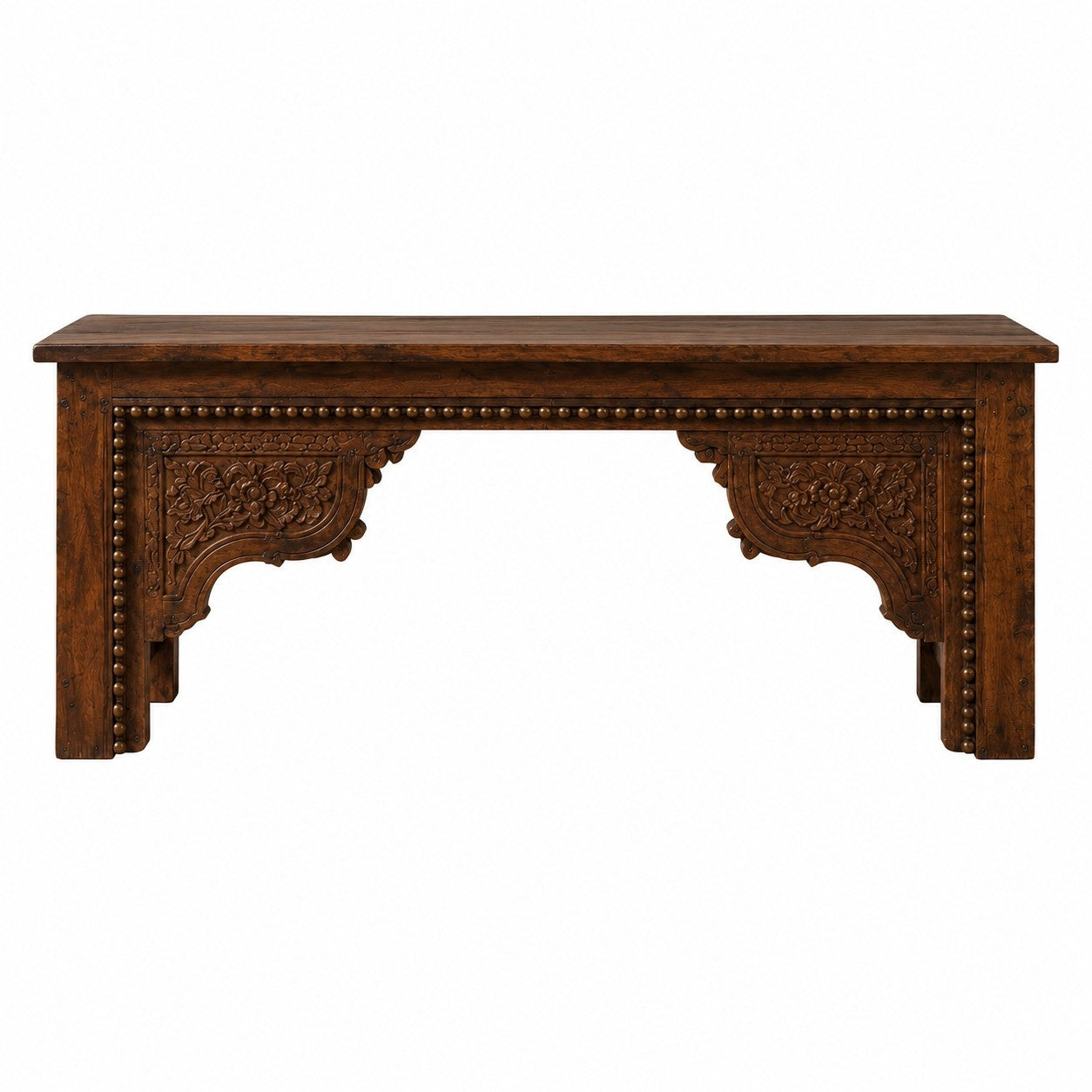 Hand-Carved Wooden Bench