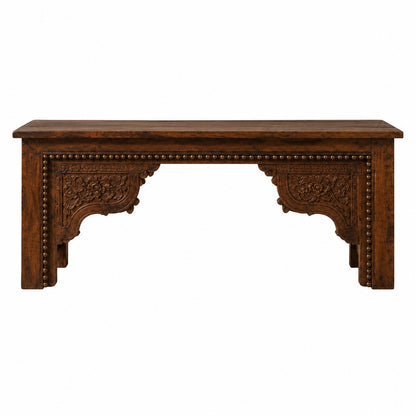 Hand-Carved Wooden Bench
