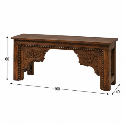 Hand-Carved Wooden Bench