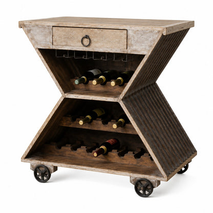 Industrial Hourglass Wine Bar Cabinet