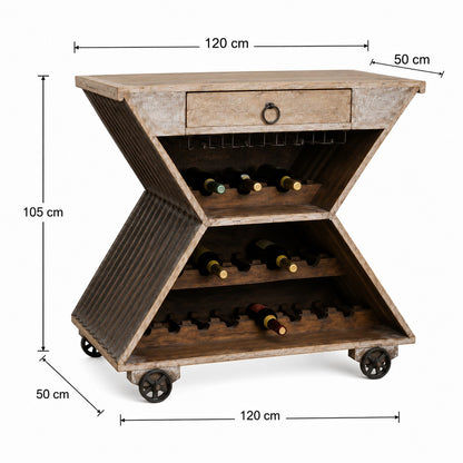 Industrial Hourglass Wine Bar Cabinet