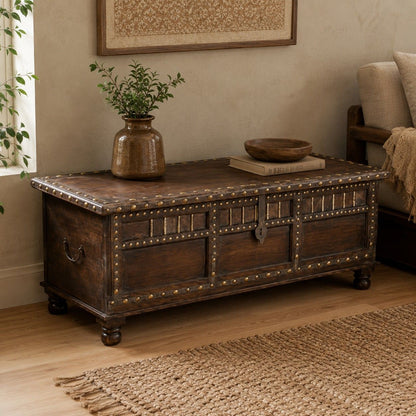 Heritage Wooden Storage Chest with Brass Stud Detailing