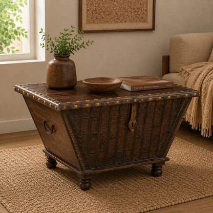Rustic Trunk Coffee Table with Hidden Storage
