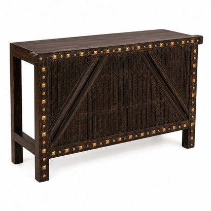 Industrial Rustic Console Table with Metal Accent Panels
