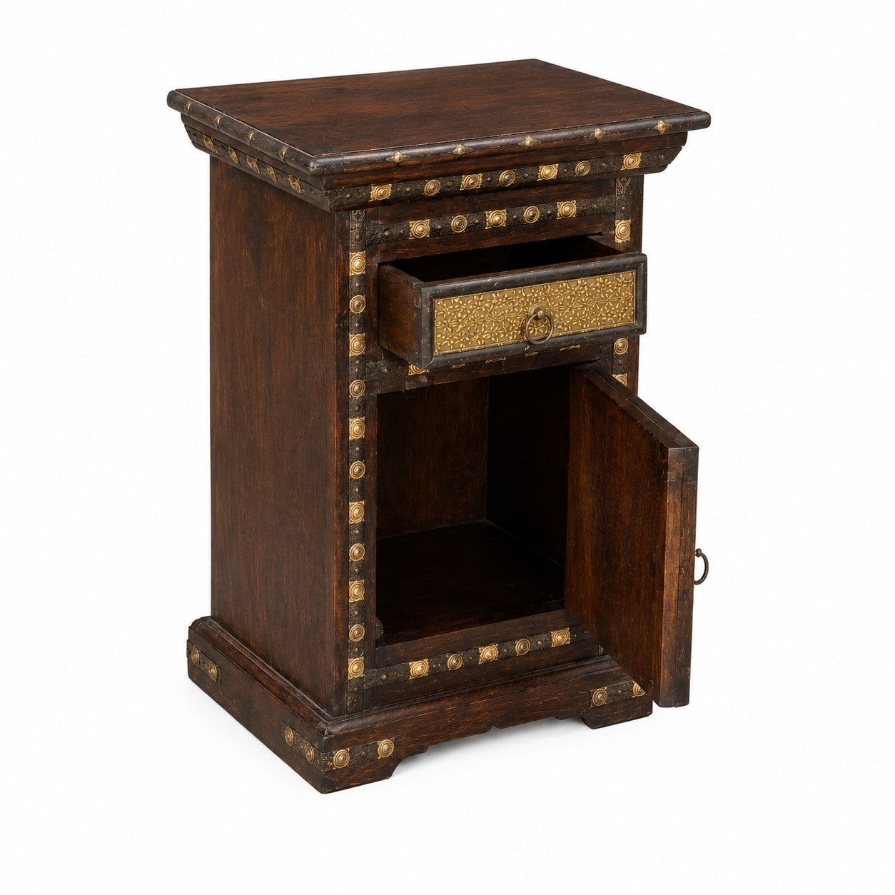 Rustic Wooden Bedside Cabinet with Drawer and Storage Compartment