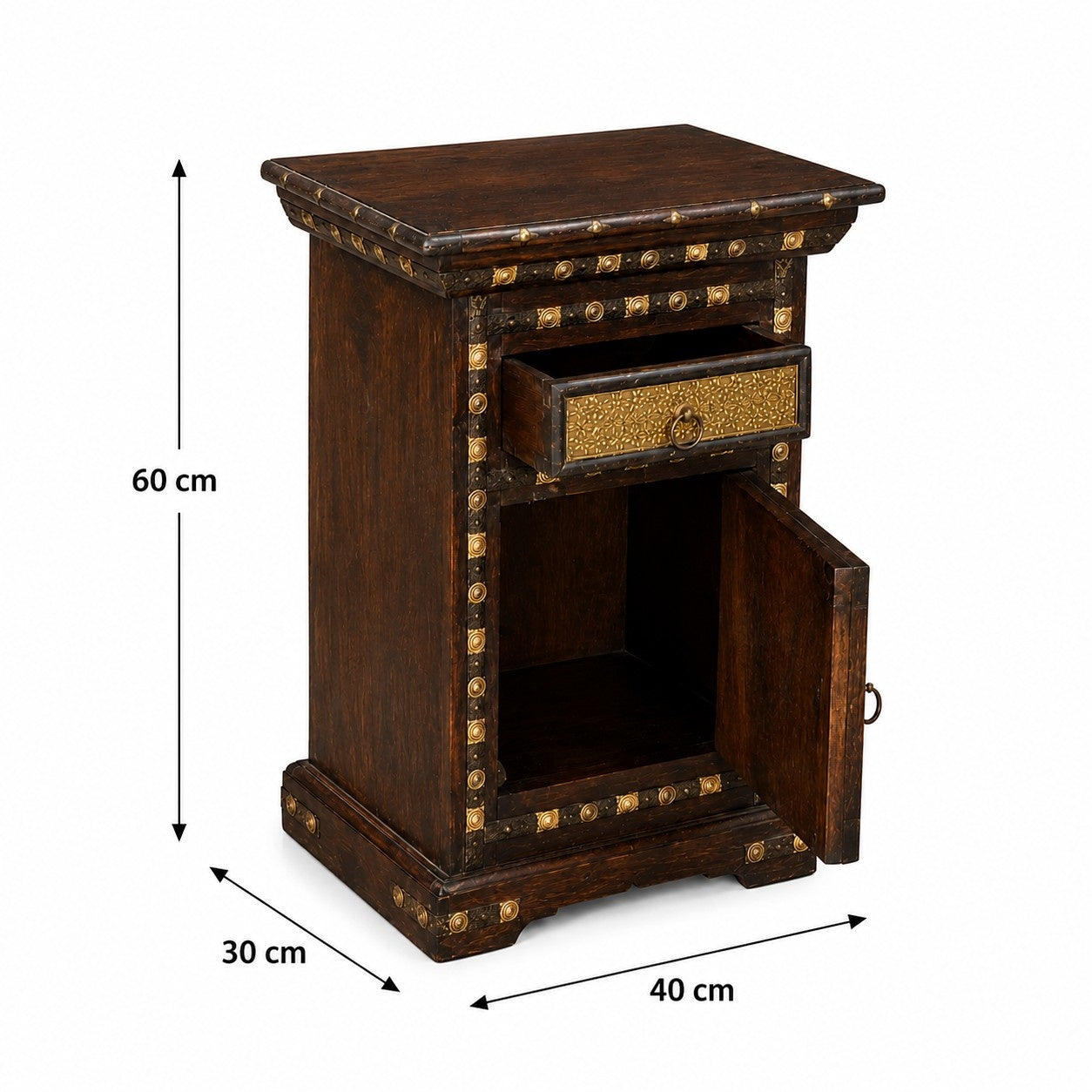 Rustic Wooden Bedside Cabinet with Drawer and Storage Compartment