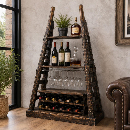 Industrial Iron & Wood Display Rack