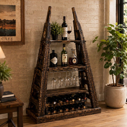 Industrial Iron & Wood Display Rack