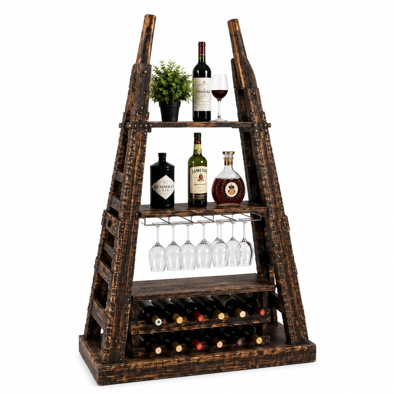 Industrial Iron & Wood Display Rack