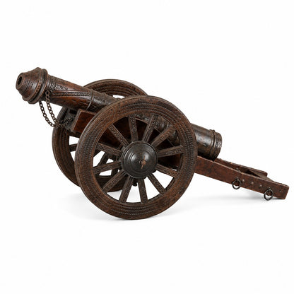Rustic Iron & Wood Cannon Replica