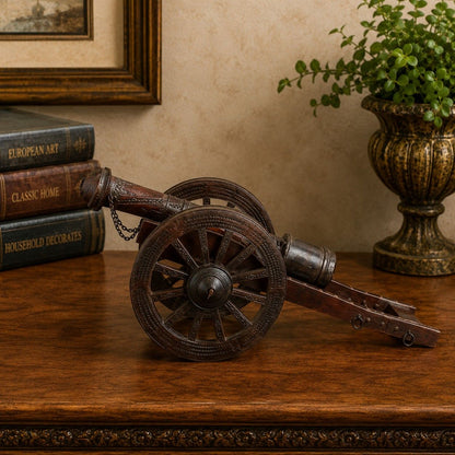 Rustic Iron & Wood Cannon Replica
