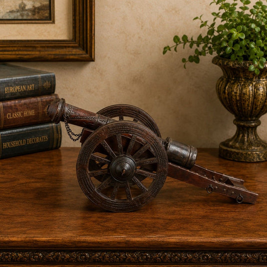 Rustic Iron & Wood Cannon Replica