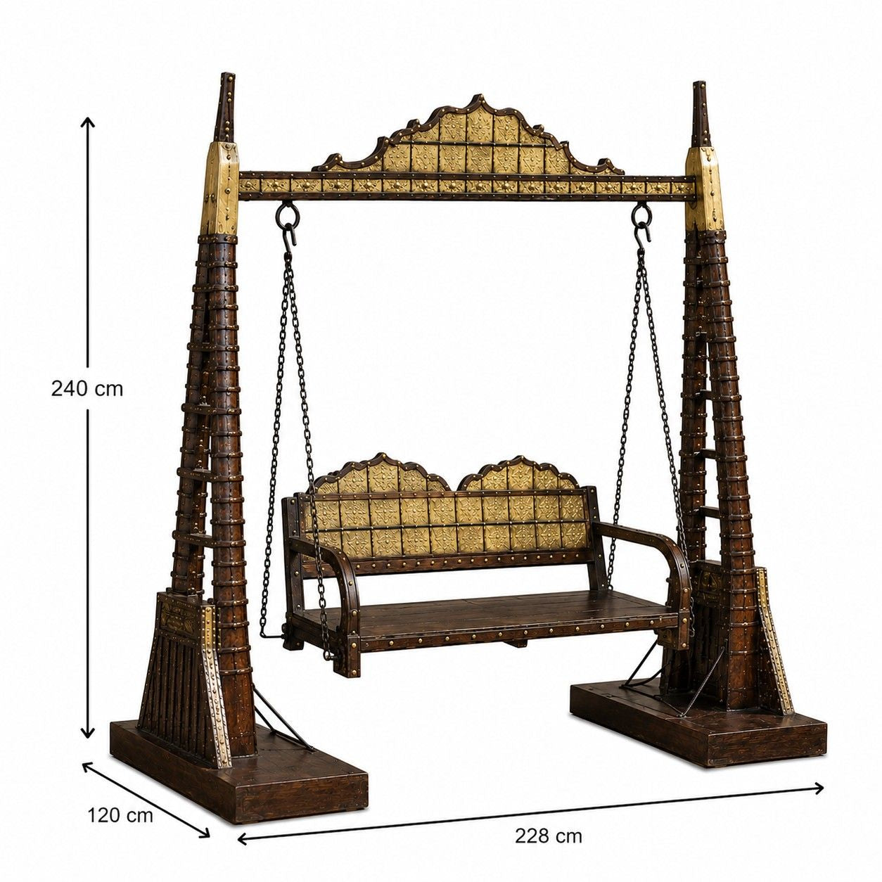 Handcrafted Brass & Wood Garden Swing