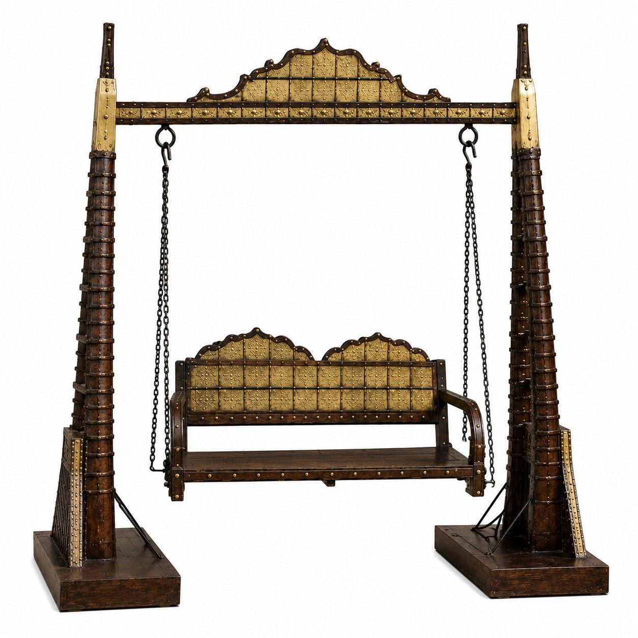 Handcrafted Brass & Wood Garden Swing