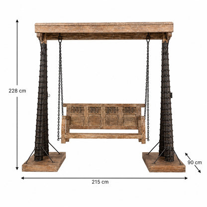 Industrial Iron & Wood Swing with Rustic Finish