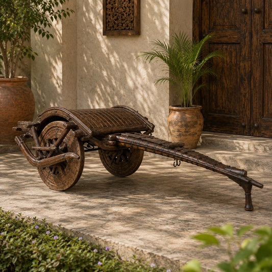 Vintage Iron & Wood Bullock Cart Replica