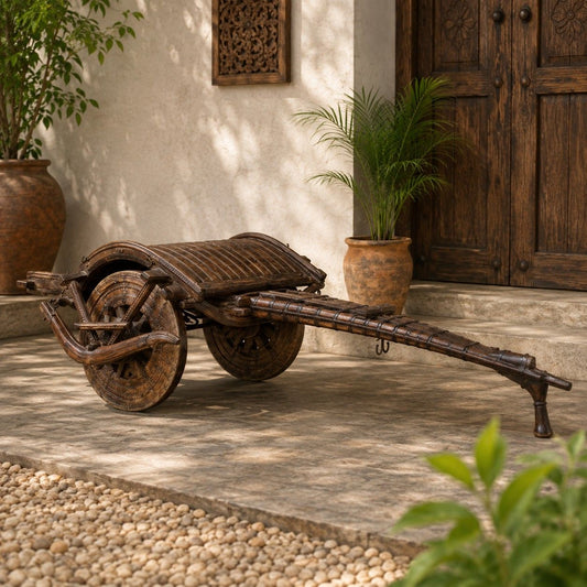 Vintage Iron & Wood Bullock Cart Replica