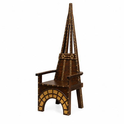 Royal Throne Chair with Brass Inlay Detailing
