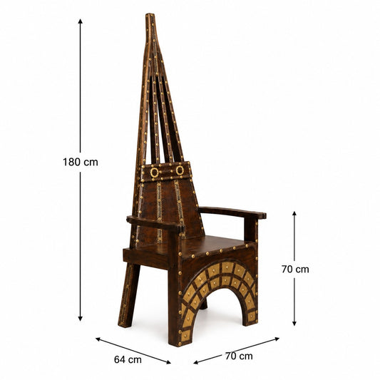 Royal Throne Chair with Brass Inlay Detailing