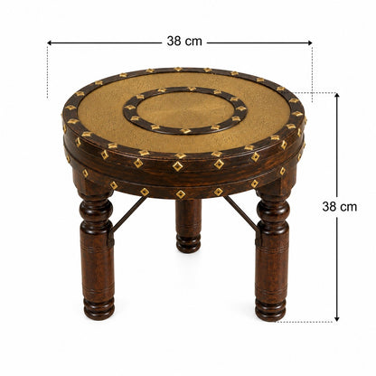 Handcrafted Brass Top Accent Stool