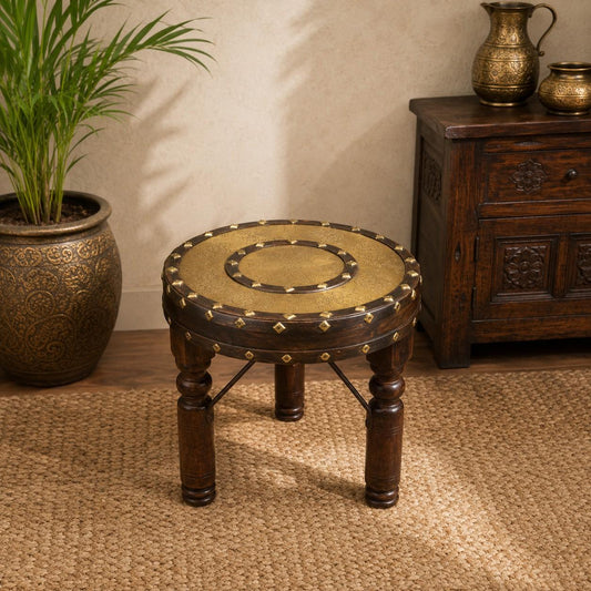 Handcrafted Brass Top Accent Stool