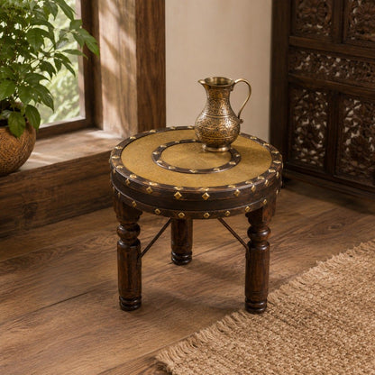 Handcrafted Brass Top Accent Stool