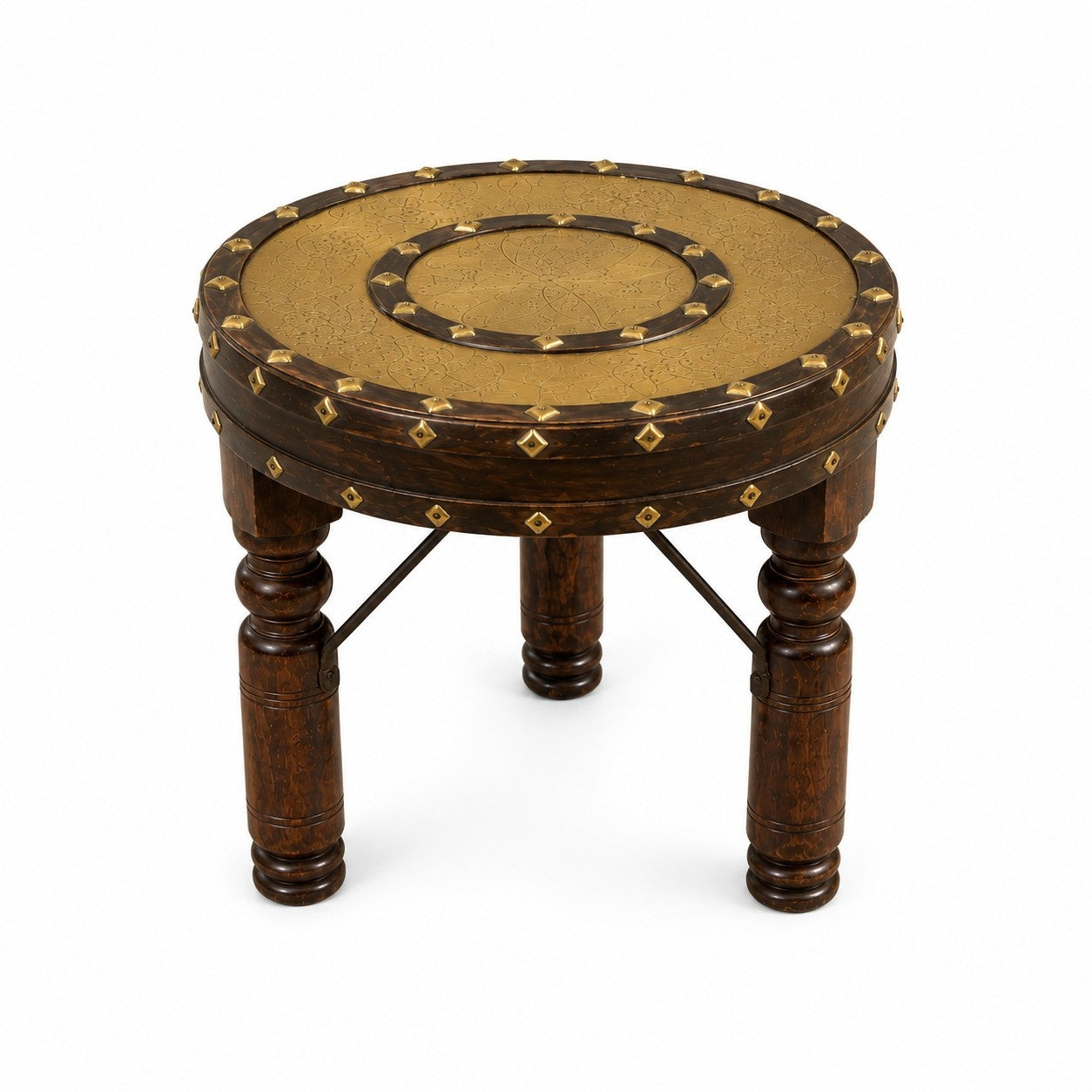 Handcrafted Brass Top Accent Stool