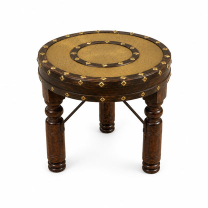 Handcrafted Brass Top Accent Stool