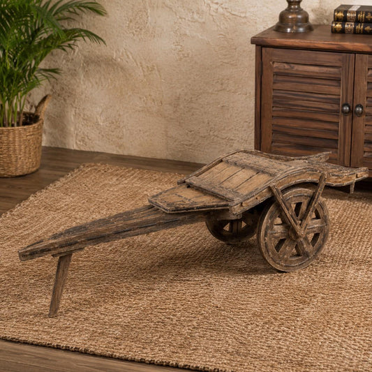 Vintage Wooden Handcart Decorative Accent