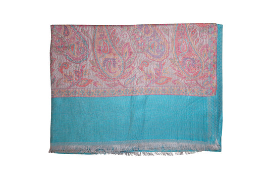 Turquoise Blue Paisley Handwoven Area Rug