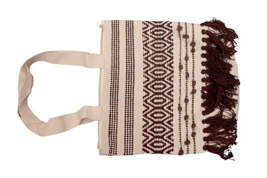 Bohemian Geometric Fringe Tote Bag