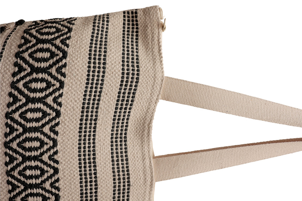 Black & Natural Bohemian Fringe Tote Bag