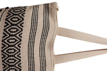 Black & Natural Bohemian Fringe Tote Bag