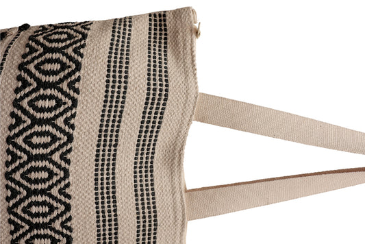 Black & Natural Bohemian Fringe Tote Bag
