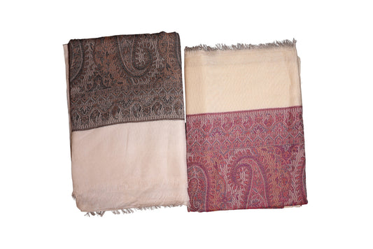 Traditional Paisley Border Rug Set in Brown & Red