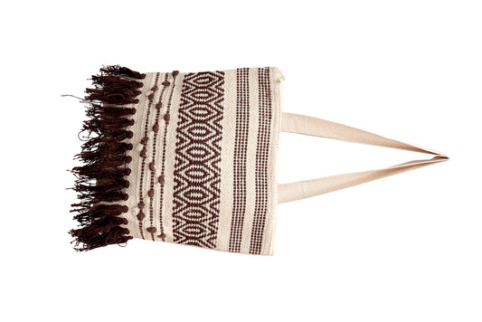 Brown & Ivory Bohemian Fringe Tote Bag
