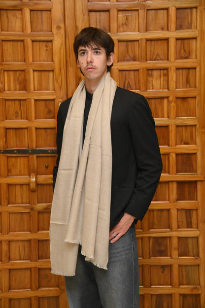 Handwoven Cashmere Scarf (White)