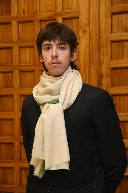 Handwoven Cashmere Scarf (White)