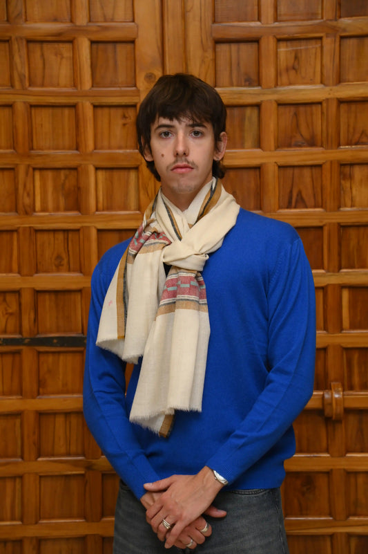 Handwoven Cashmere Scarf(off-white)
