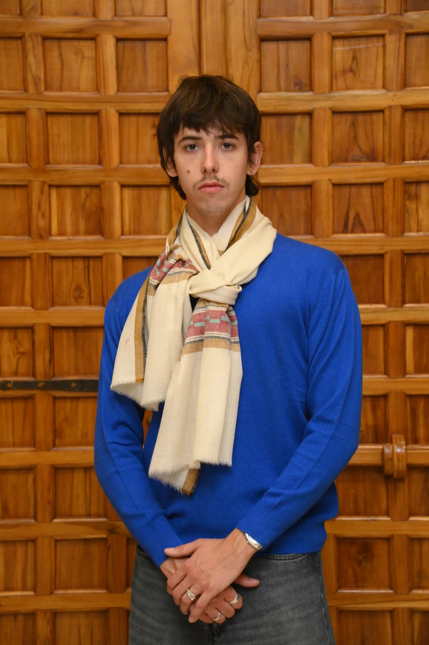 Handwoven Cashmere Scarf(off-white)