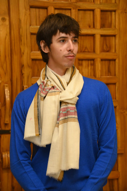 Handwoven Cashmere Scarf(off-white)